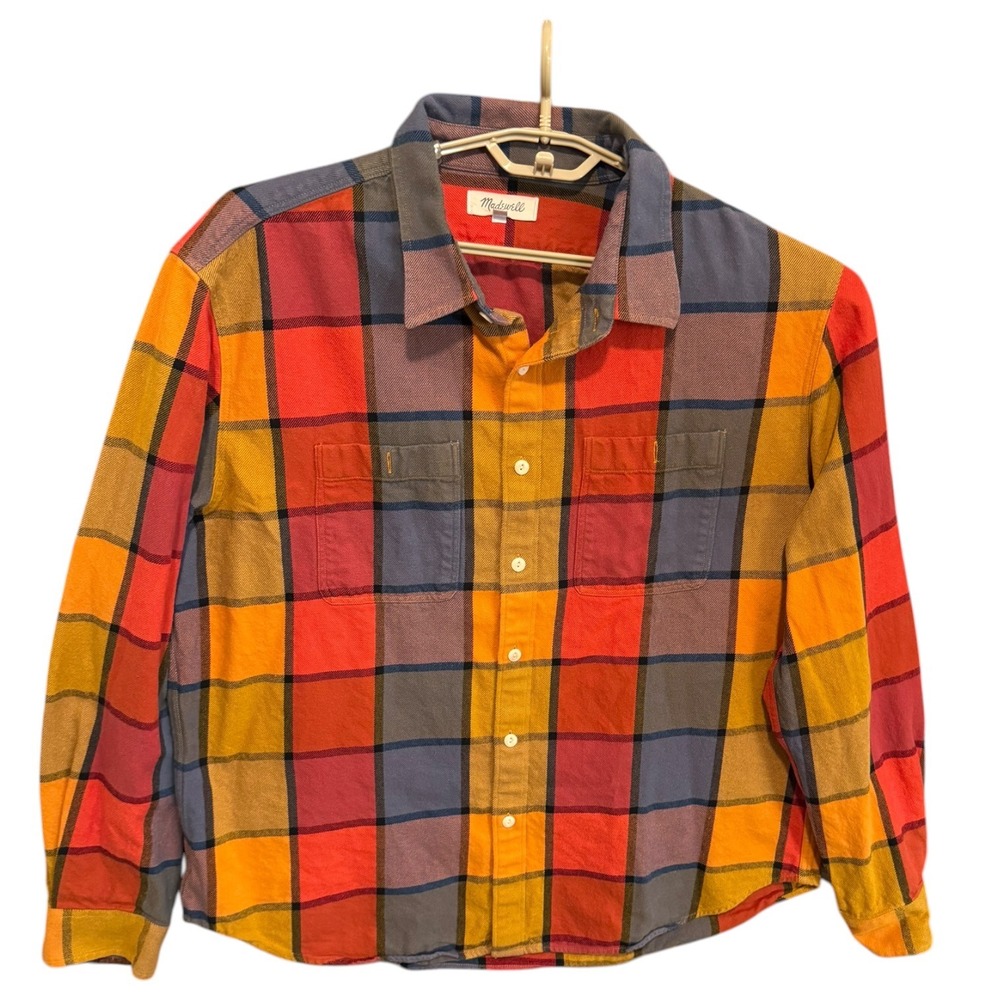 Madewell Flannel Sunday Shirt Emmy Plaid Buffalo Check Oversized Top Women's XXL